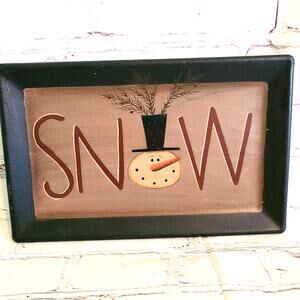 Barbara Lloyd Christmas Plate Winter Snowman with Top Hat Decorative Xmas Decor